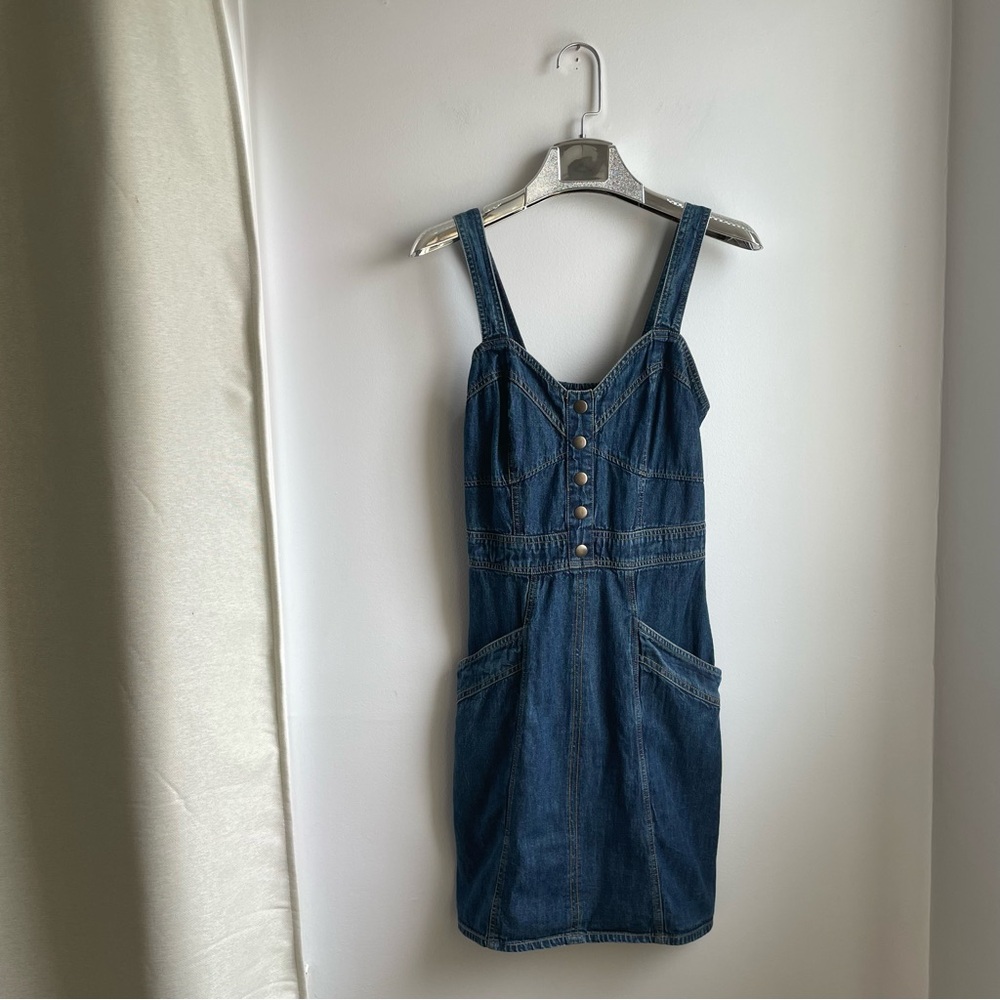 Jeans Dress w/Front pockets and Smocked Back-100% Cotton